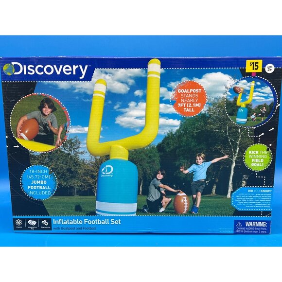 Inflatable Football Set with Goalpost 18-Inch Jumbo Football Outdoor Play Pvc Di - Picture 2 of 6